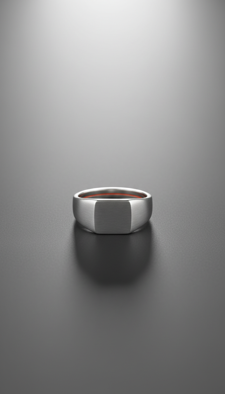 Anello chevalier argento opaco