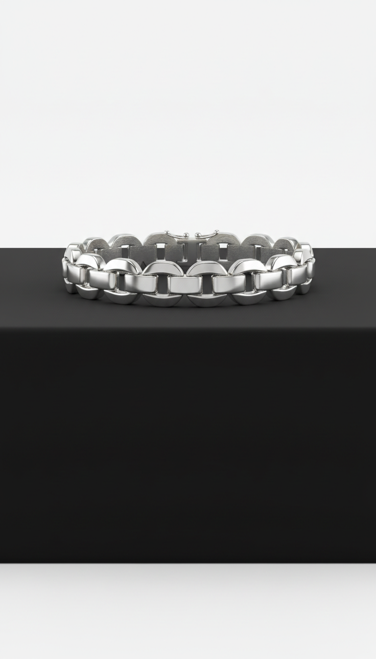 Bracciale a maglie in argento lucido