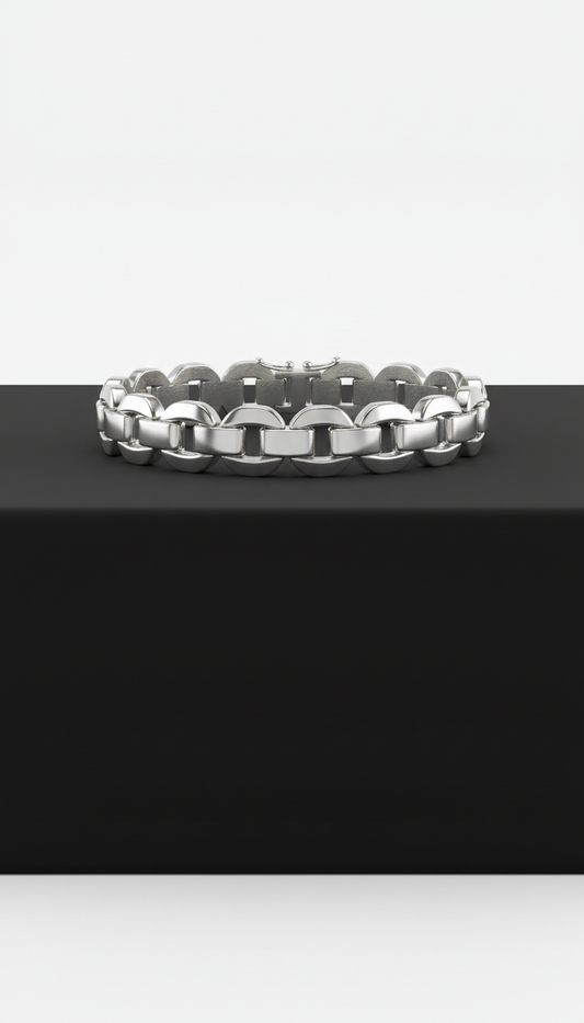 Bracciale a maglie in argento lucido